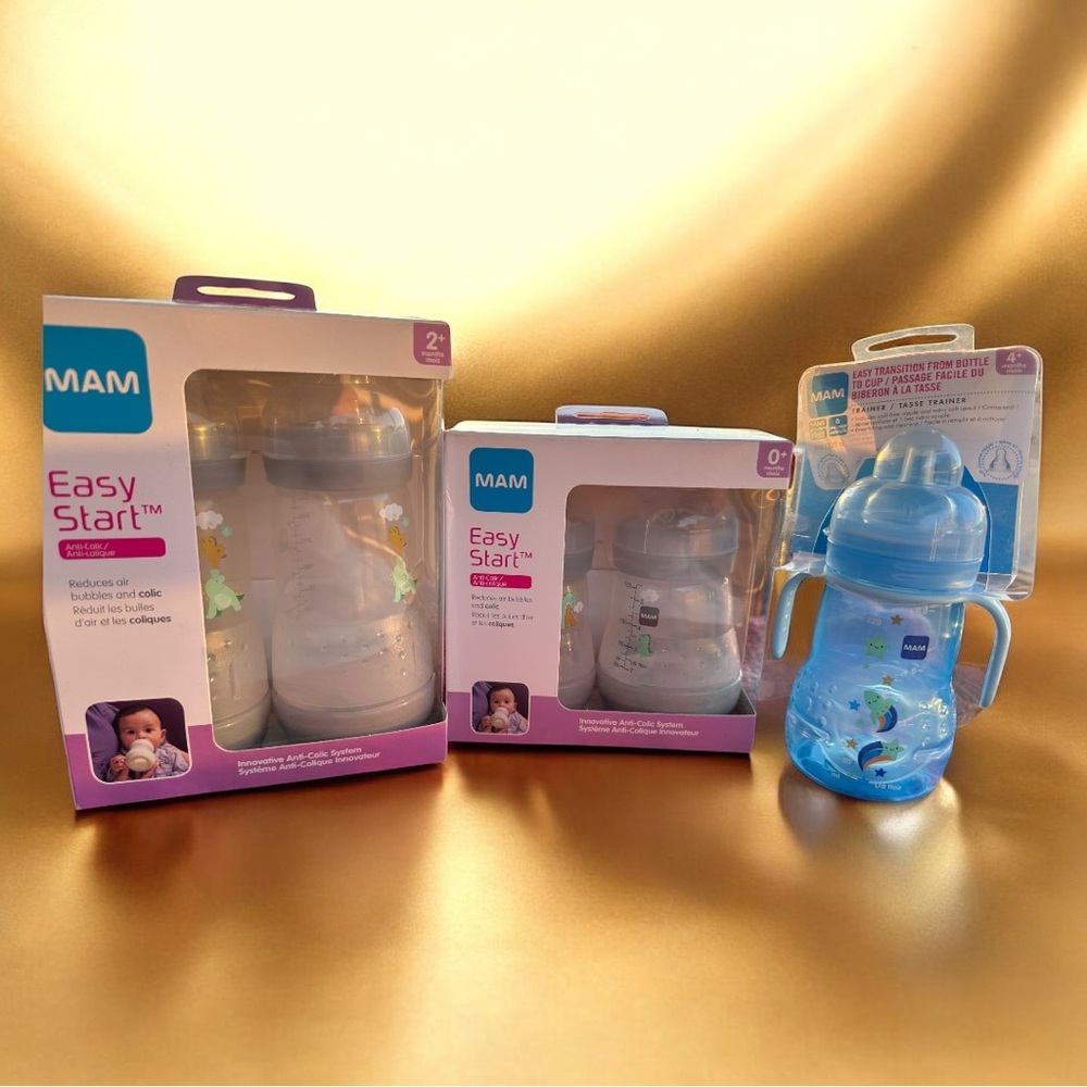Bundle of 5 MAM Baby Bottles ~ Ages 0+/2+/4+ Mths. (NIB)